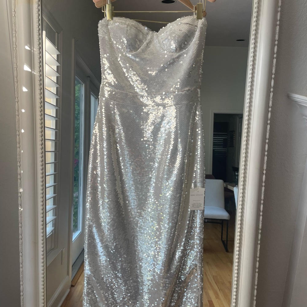 Elegant White Sequin Midi Dress